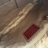 Coach Red Leather Hamptons Signature Hobo Bag with Gold Buckle Clip