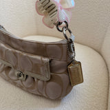 Coach Beige Signature Turnlock Poppy Shoulder Bag