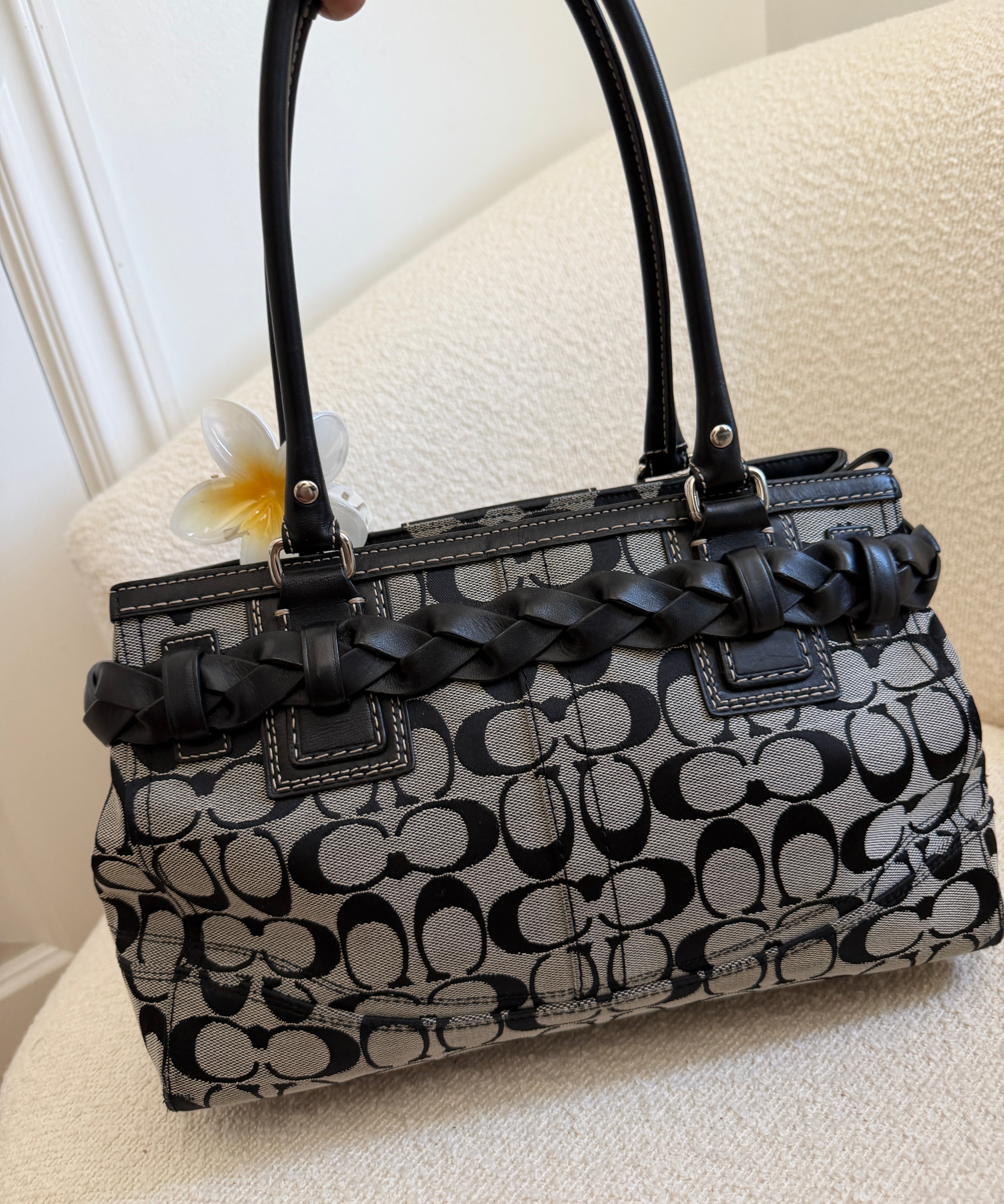 Coach Grey Signature Hamptons Carry-All Bag