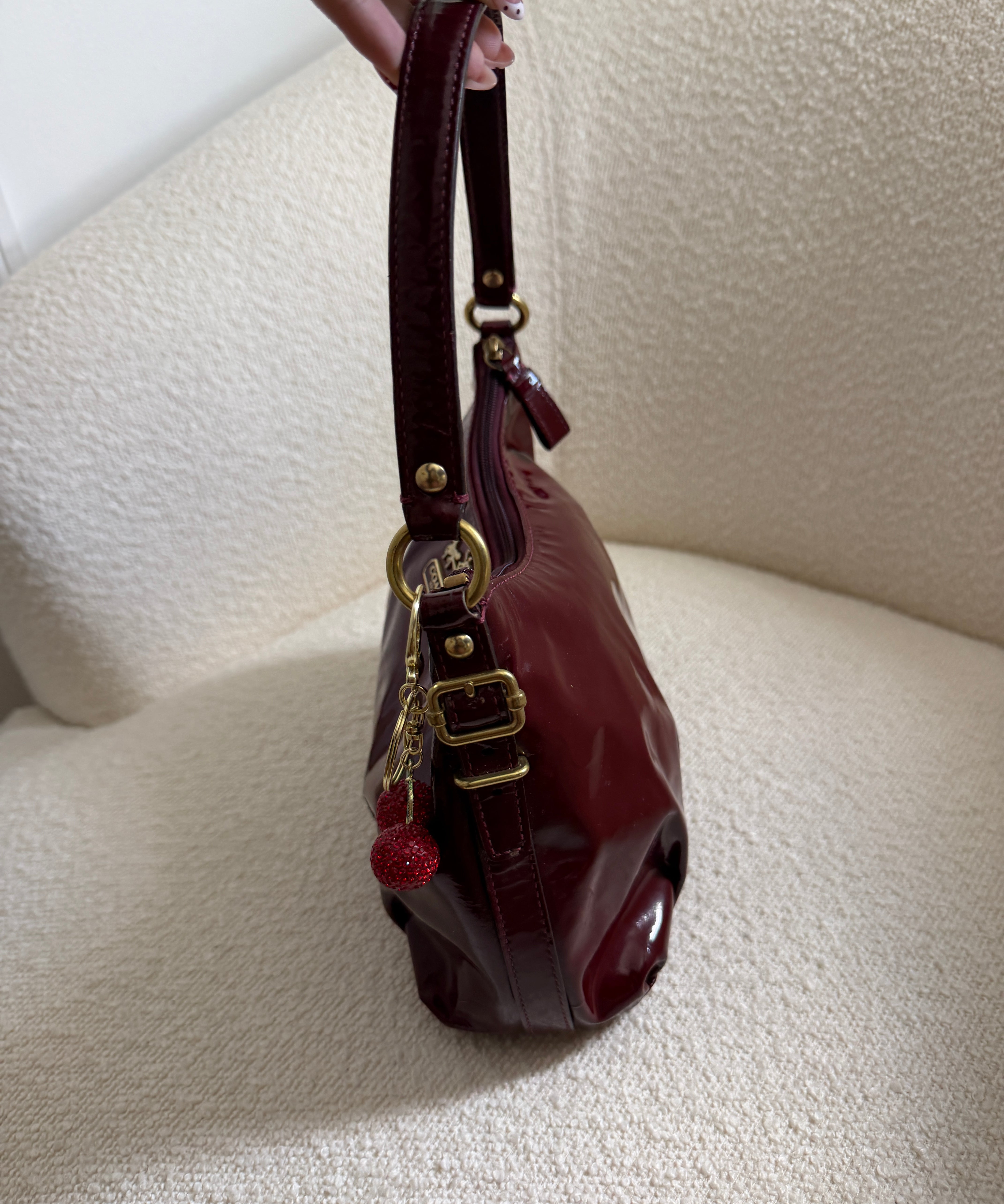 Coach Burgundy Patent Leather Madison Shoulder Bag