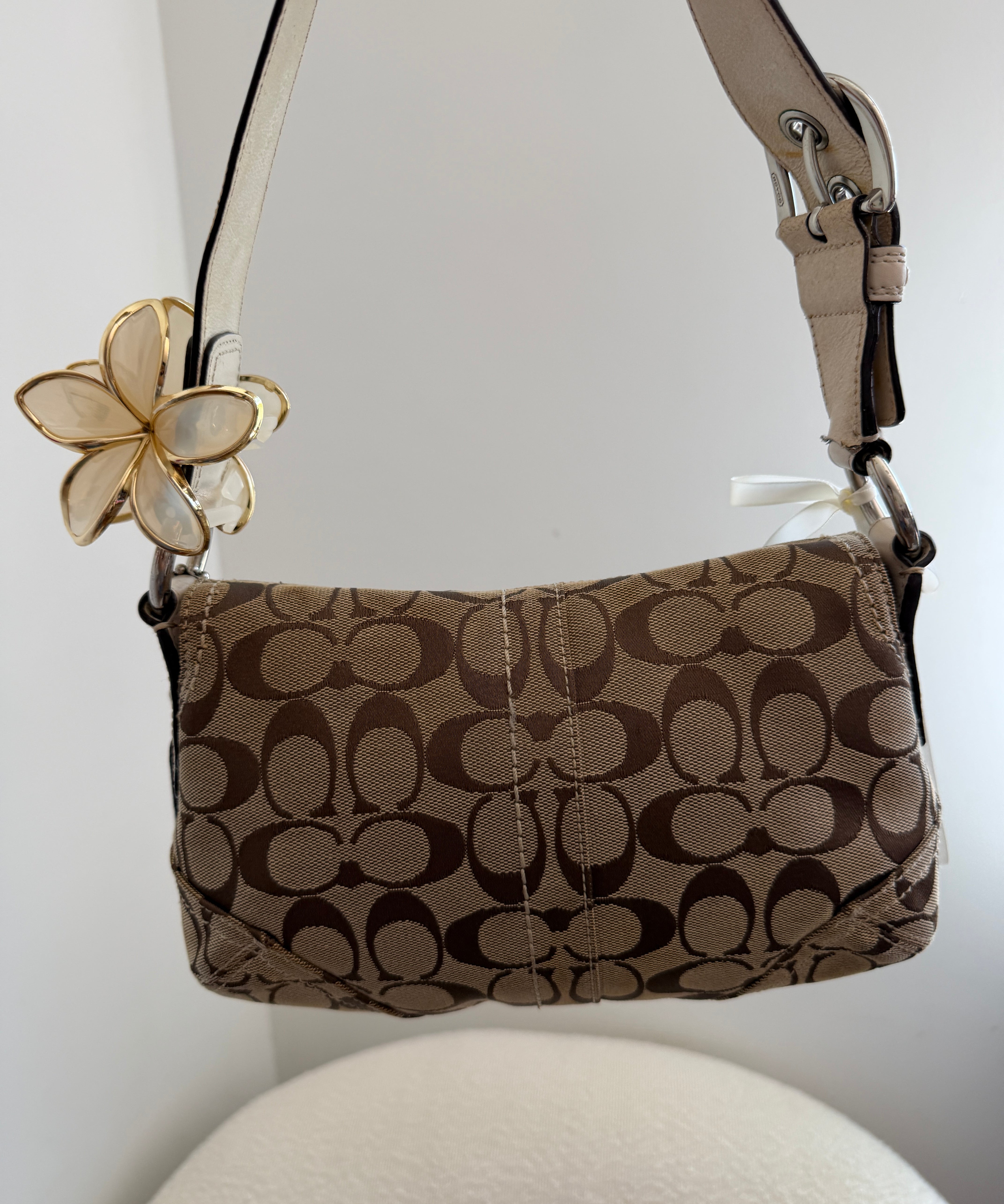 Coach Beige Mini Soho with White Leather