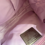 Beige Op Art Madison Signature Shoulder Bag with Pink Straps