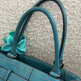Coach Teal Leather Hamptons Carry-All Bag