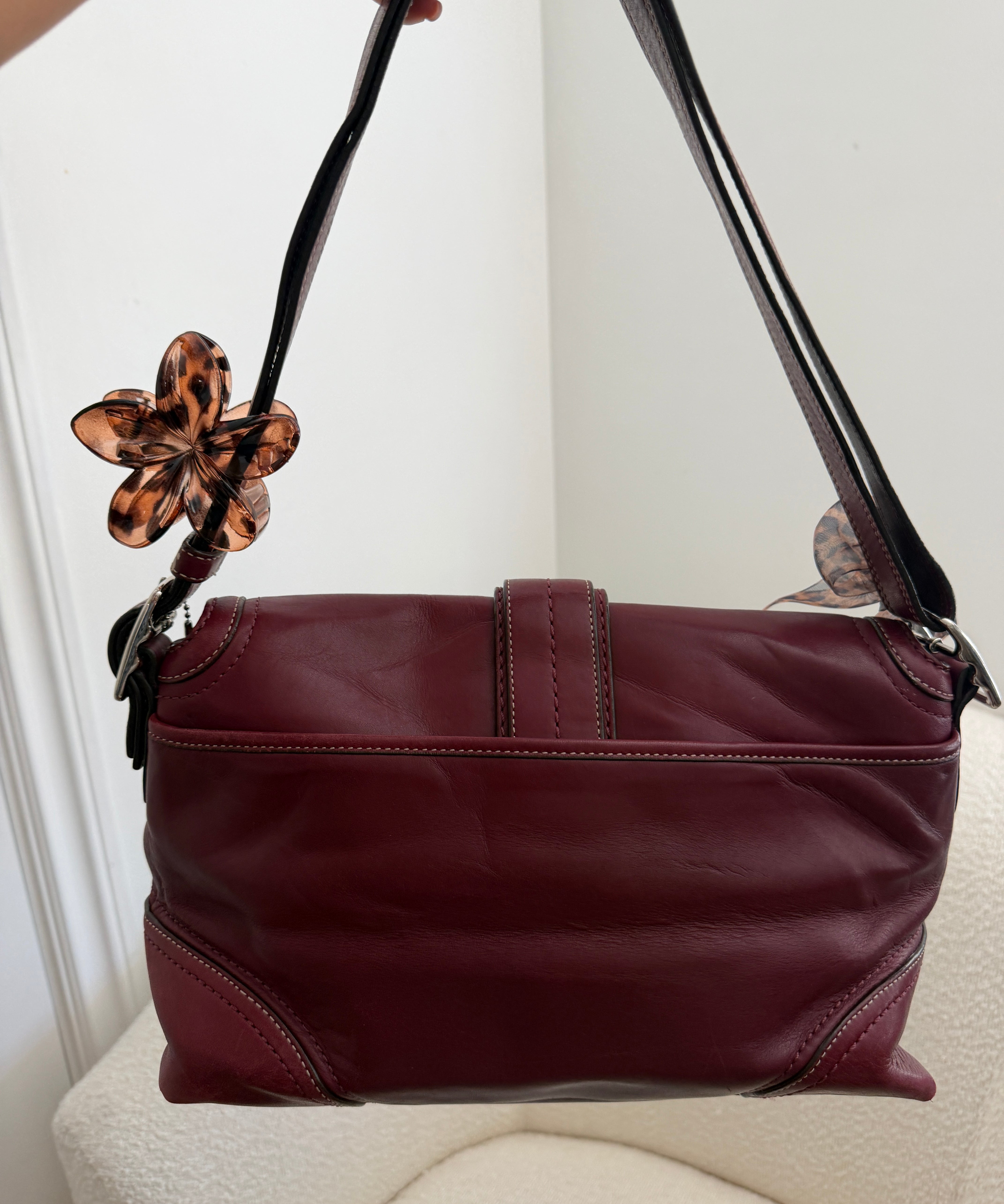 Coach Red Leather Hamptons Shoulder Bag