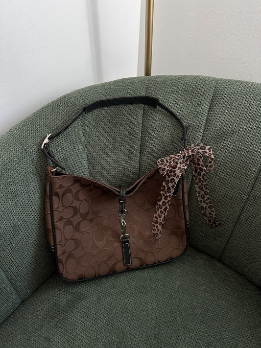 Coach Brown Monogram Hamptons Clip Bag