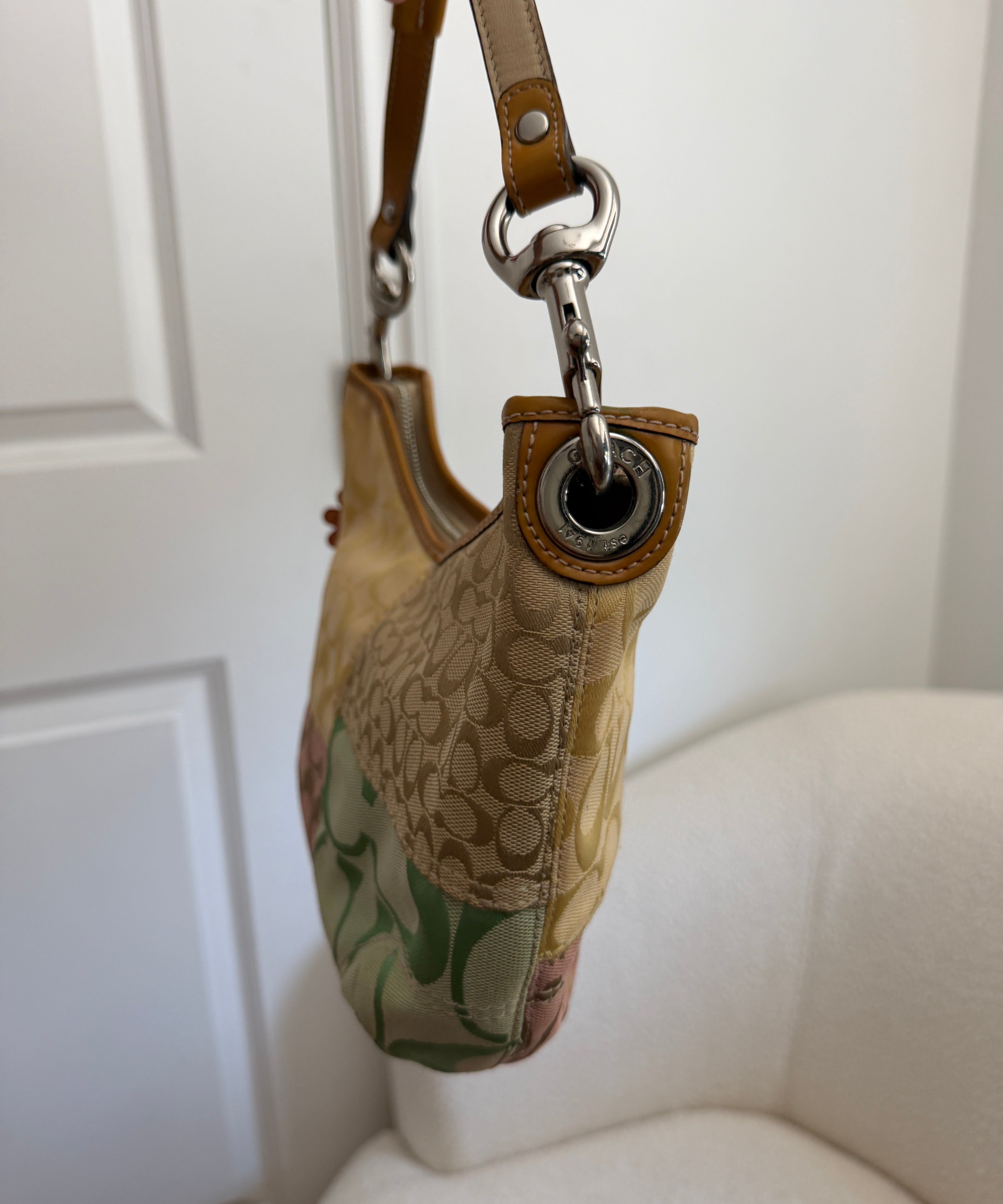 Coach Pastel Patchwork Signature Hobo Shoulder Bag