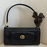 Vintage Coach Black Leather Turnlock Bowler Bag