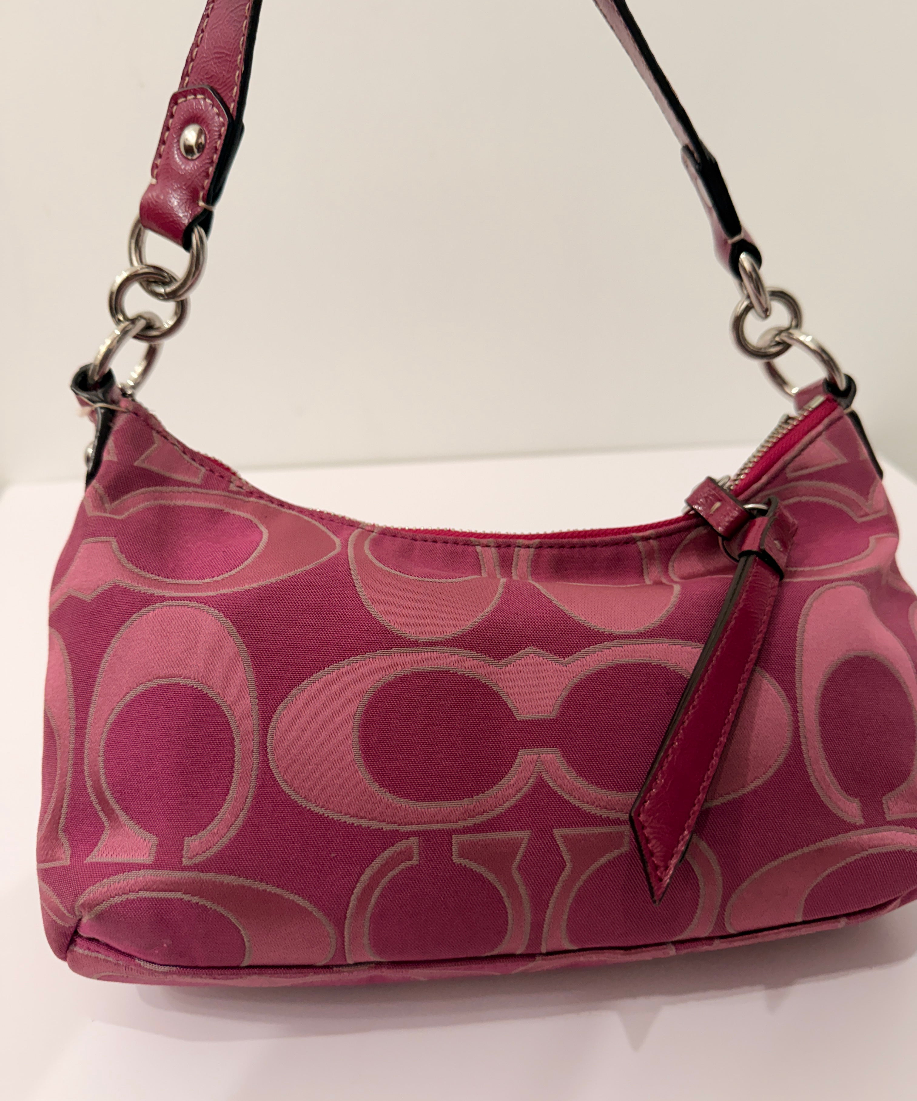 Coach Pink Stripe Mini Signature Shoulder Bag