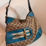 Teal Gucci Horsebit Shoulder Bag