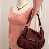 Burgundy Fendi Zucca Chef Shoulder Bag
