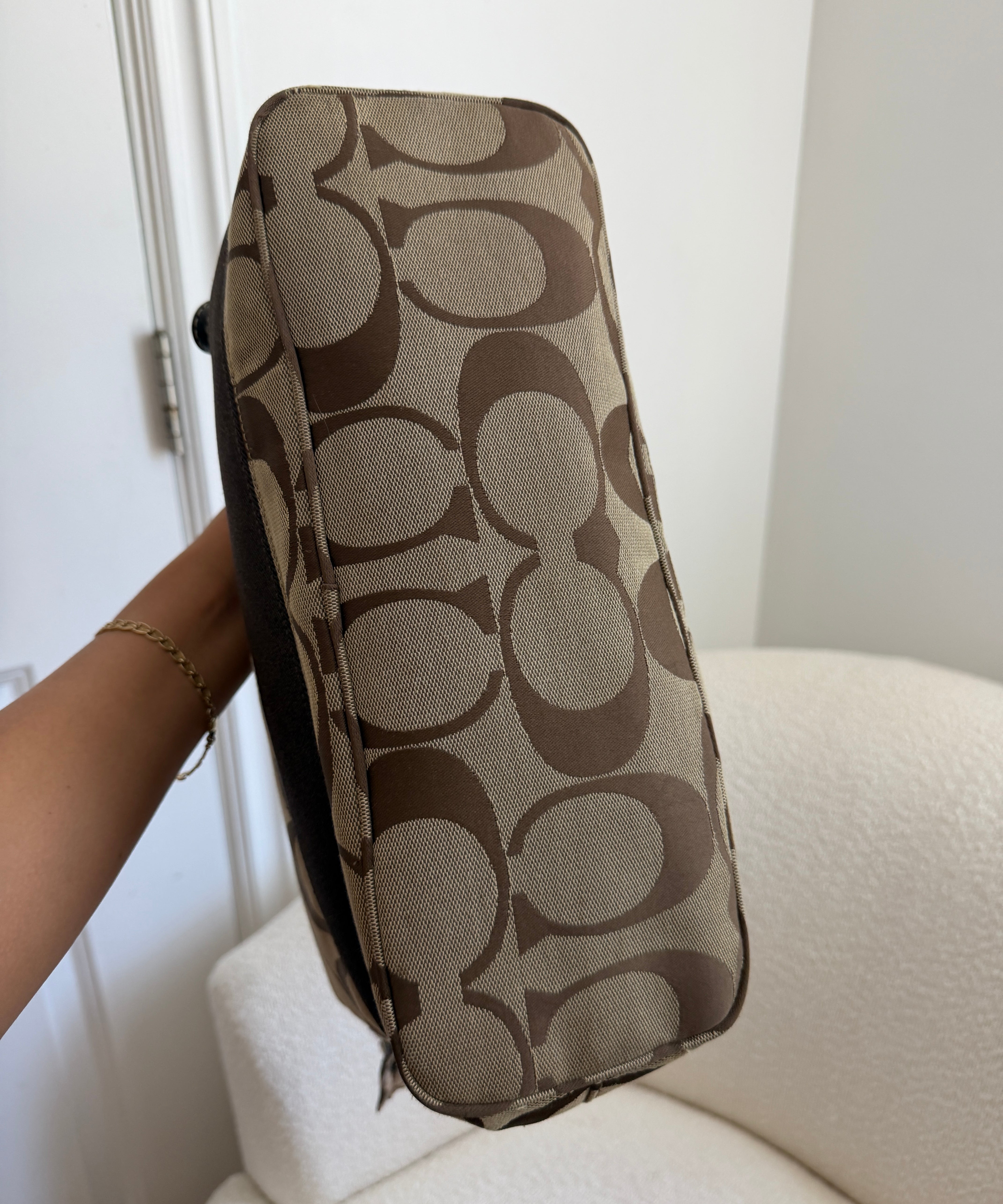 Coach Brown Stripe Signature Shoulder Bag