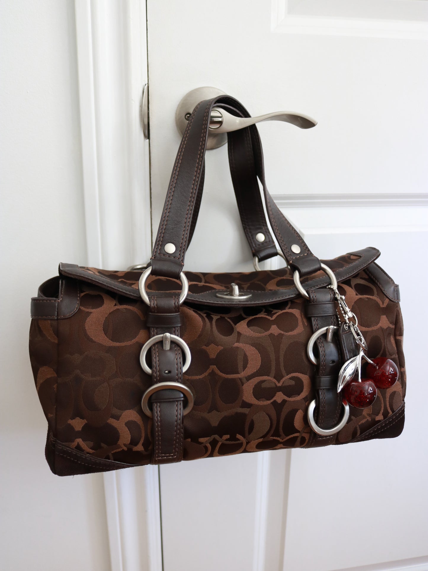 Coach Brown Chelsea Monogram Bowler Satchel