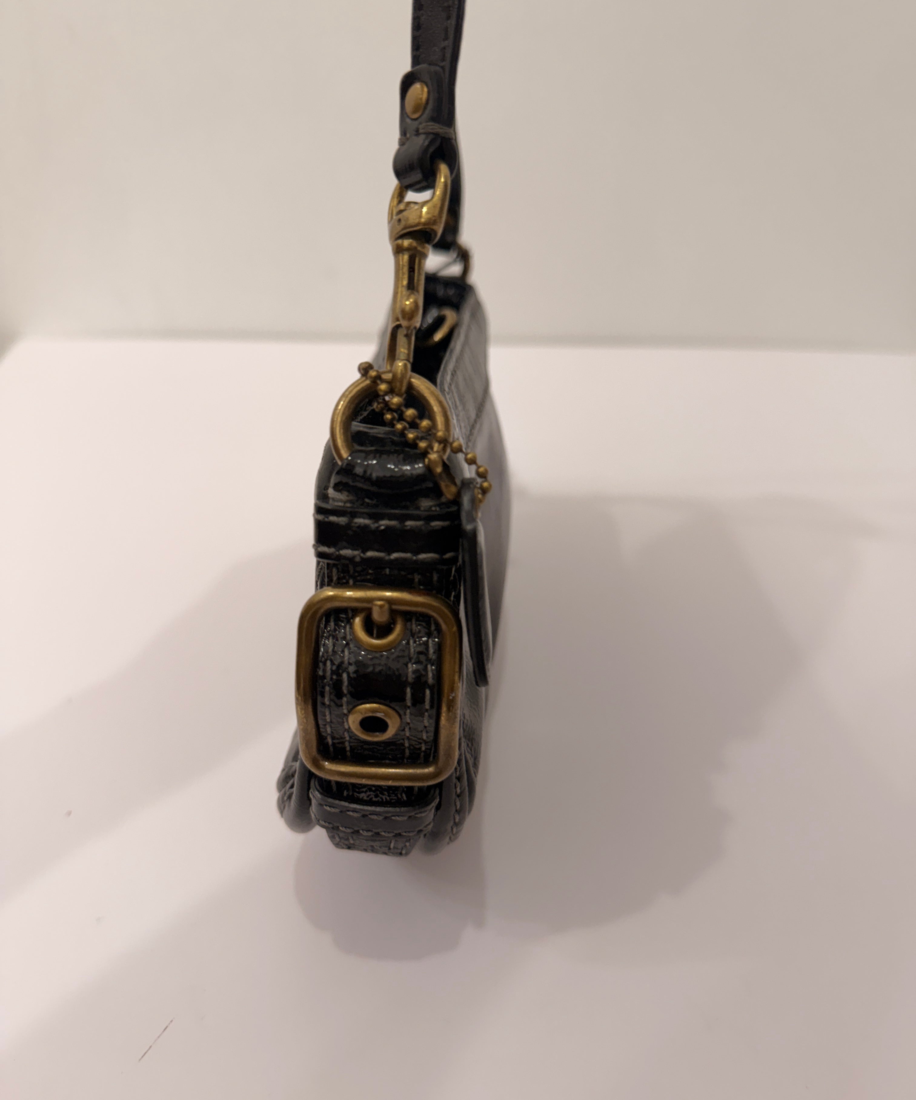 Coach Black Patent Micro Zoe Bag