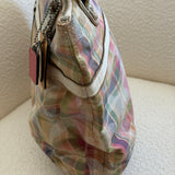 Coach Plaid Madras Poppy Tote Bag