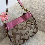 Coach Pink Trim Signature Zoe Bag