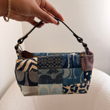 Rare Denim Coach Patchwork Signature Top Handle Pochette