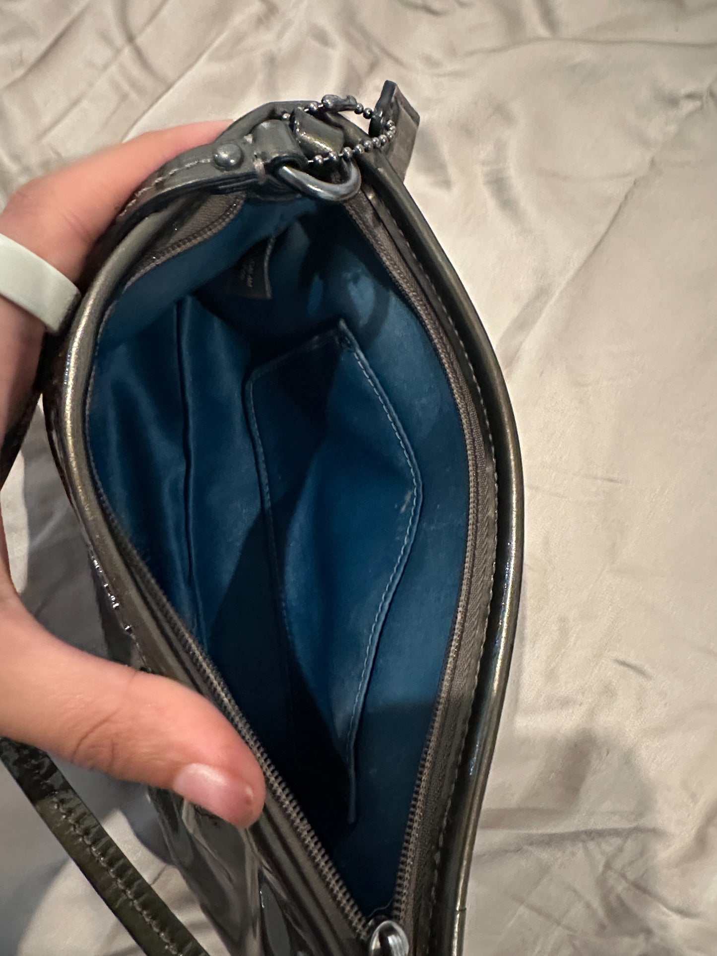 Coach Olive Green Patent Leather Mini Bag