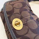 Coach Brown Signature Turnlock Ergo Flap Bag