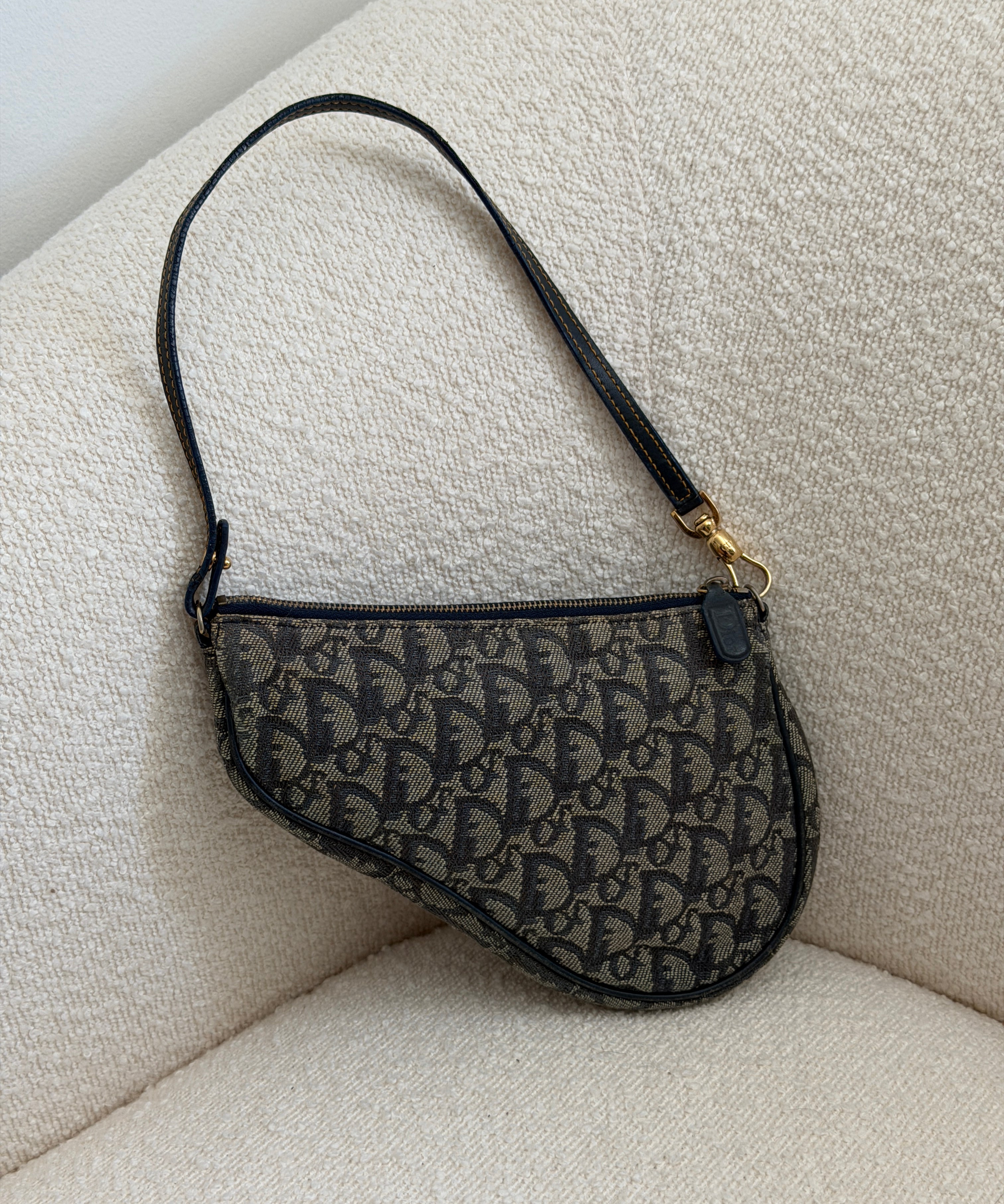 Navy Dior Saddle Trotter Shoulder Bag