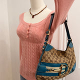Teal Gucci Horsebit Shoulder Bag