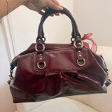 Coach Burgundy Patent Leather Ashley Shoulder Bag