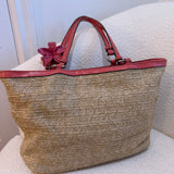 Coach Signature Straw Woven Tote Bag