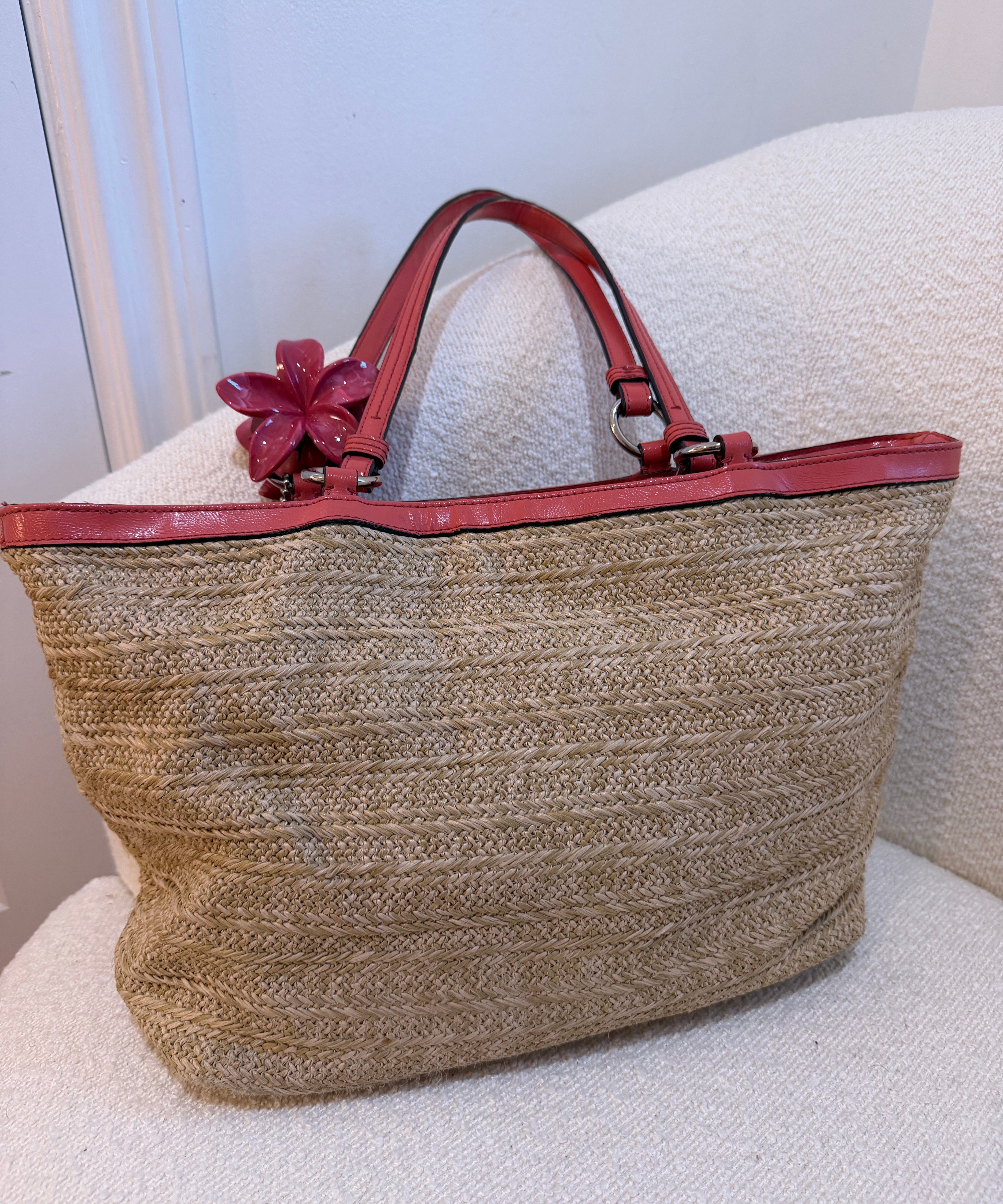 Coach Signature Straw Woven Tote Bag