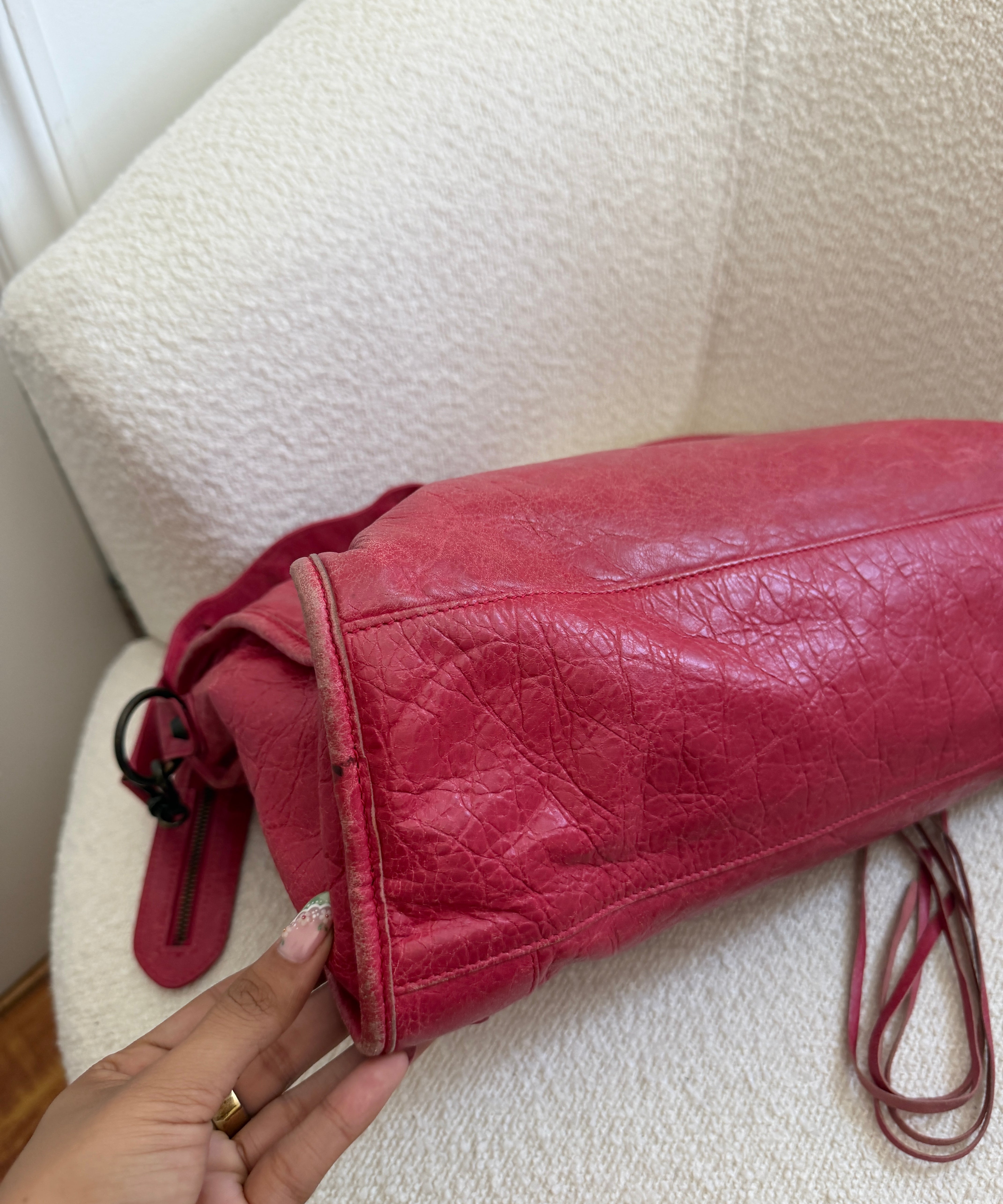 Red Balenciaga MotoCross City Bag