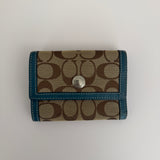 Coach Blue Trim Signature Print Wallet