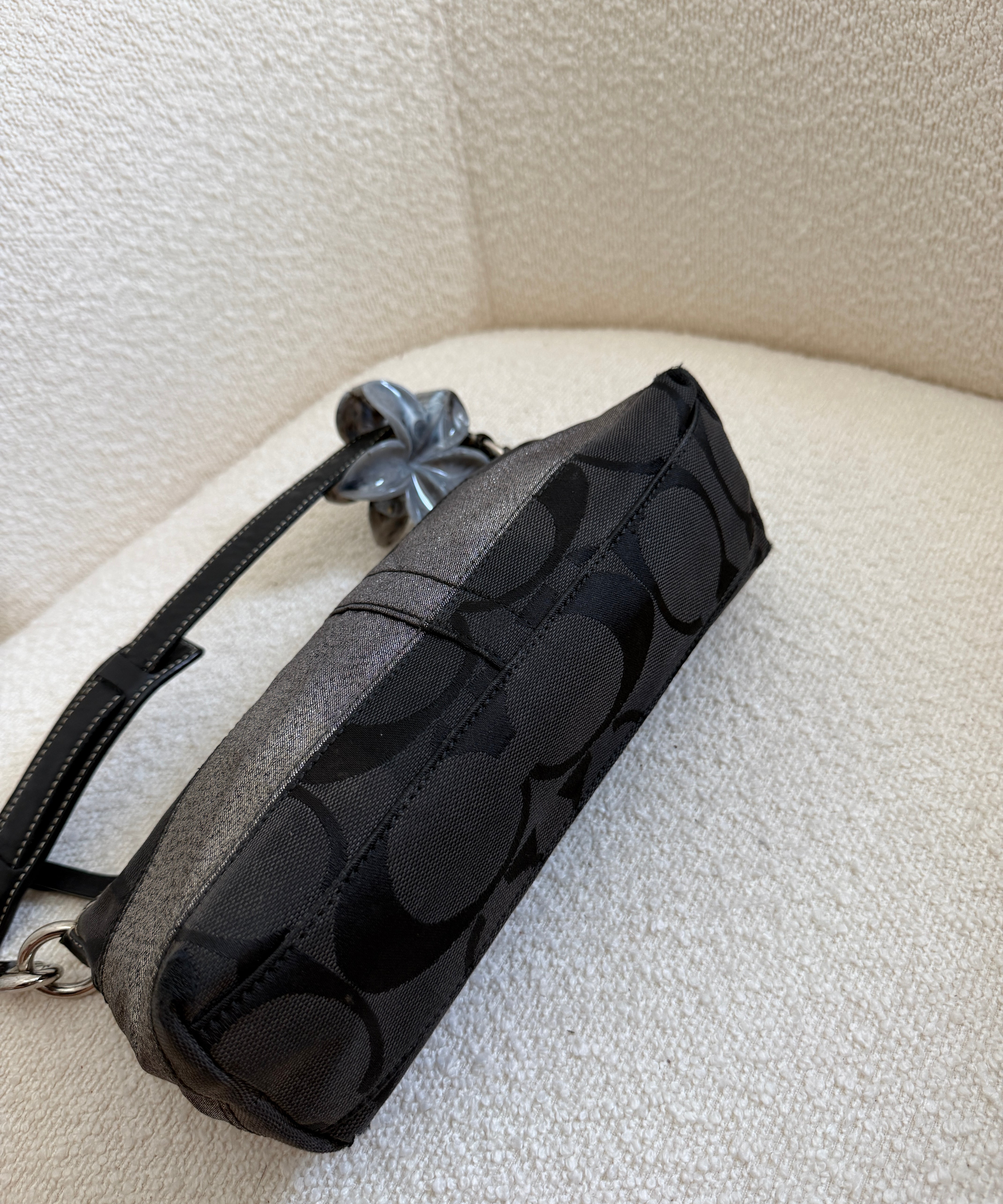 Coach Black Stripe Monogram Mini Carly Bag