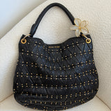 Miu Miu Black Studded Quilted Hobo Bag