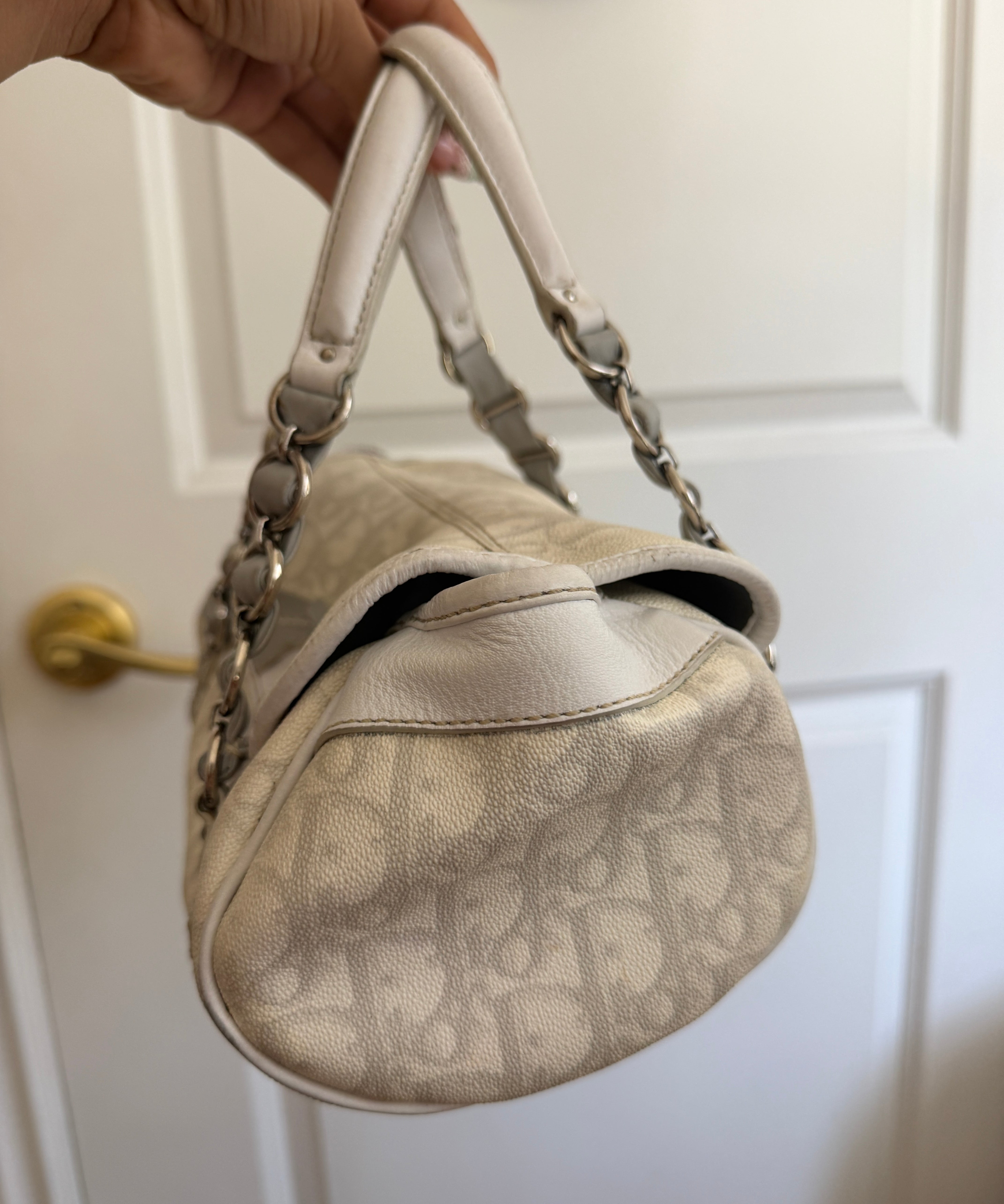 White Dior Romantique Barrel Bag