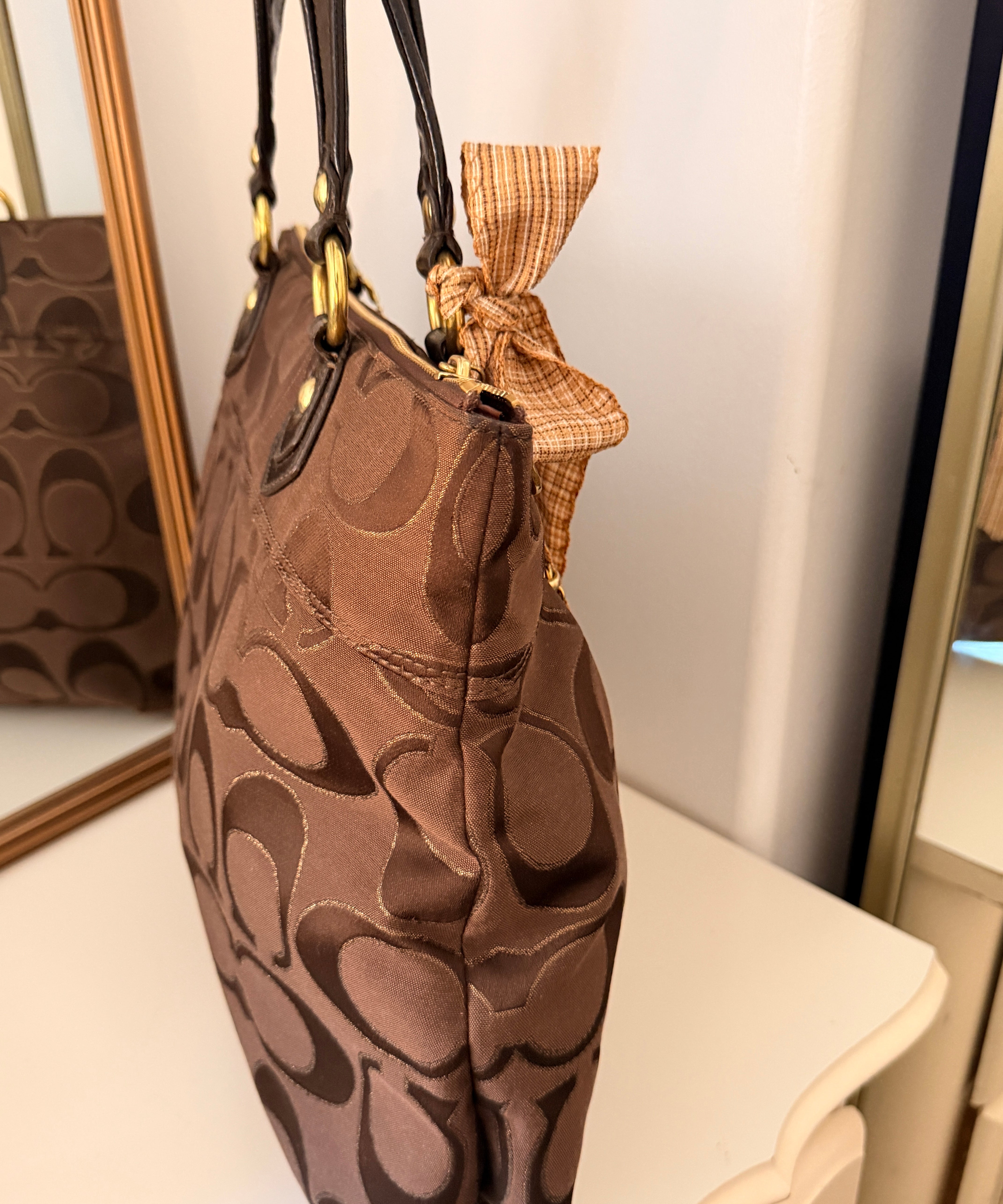 Coach Brown Poppy Tote Bag