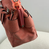 Rare Coach Salmon Suede Kisslock Hand Bag
