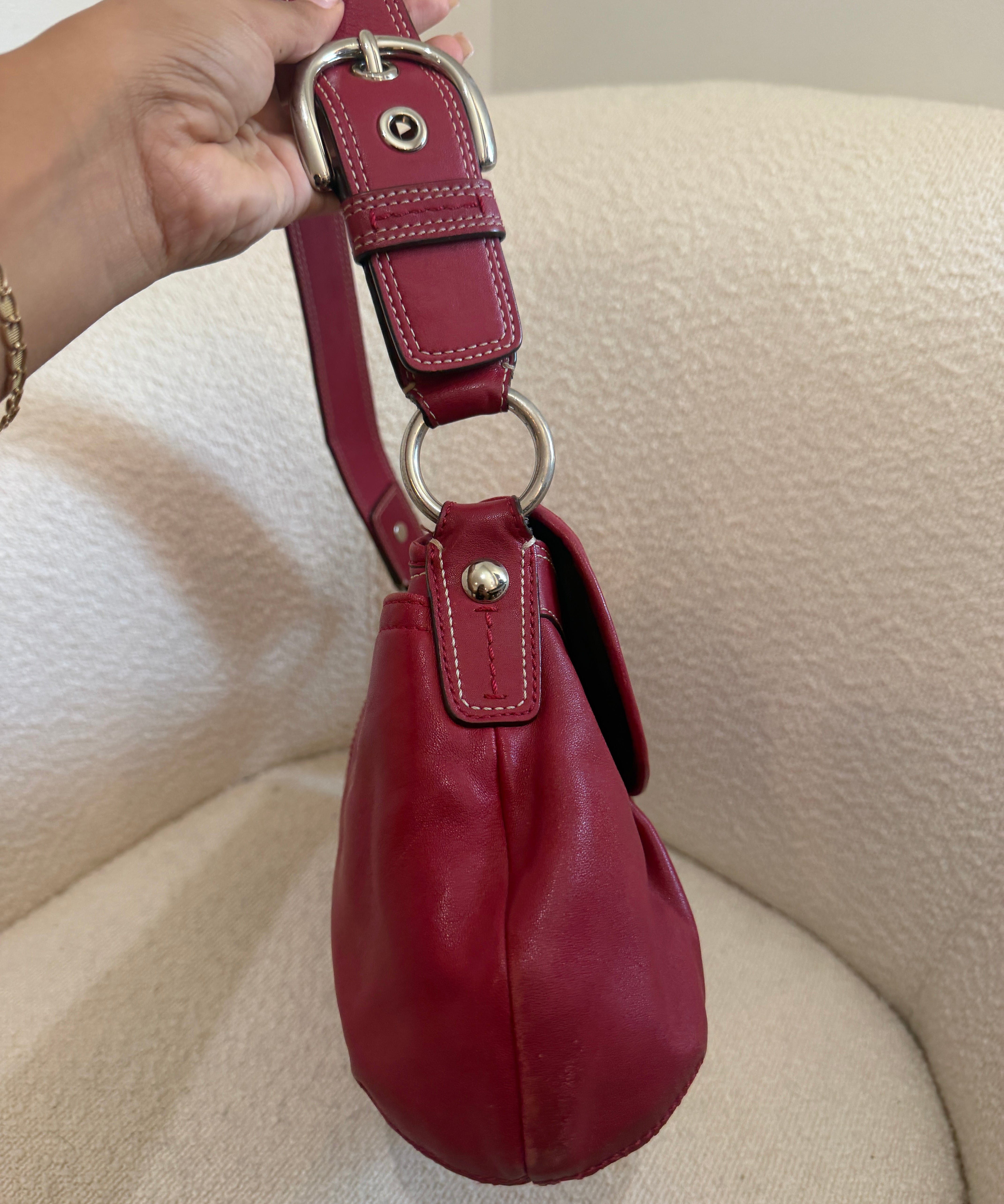 Coach Red Leather Soho Sufflette Shoulder Bag