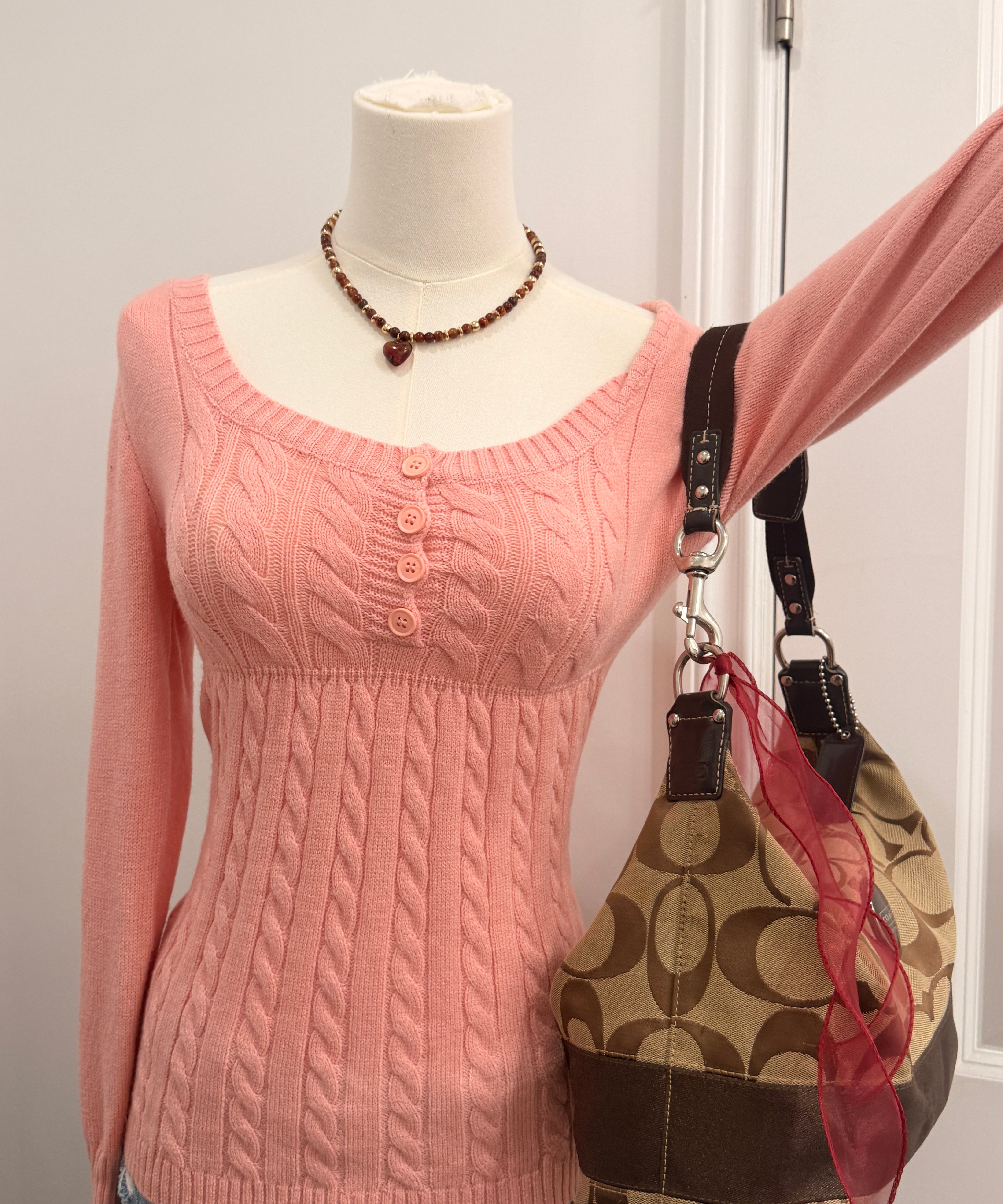 Coach Brown Stripe Signature Shoulder Bag
