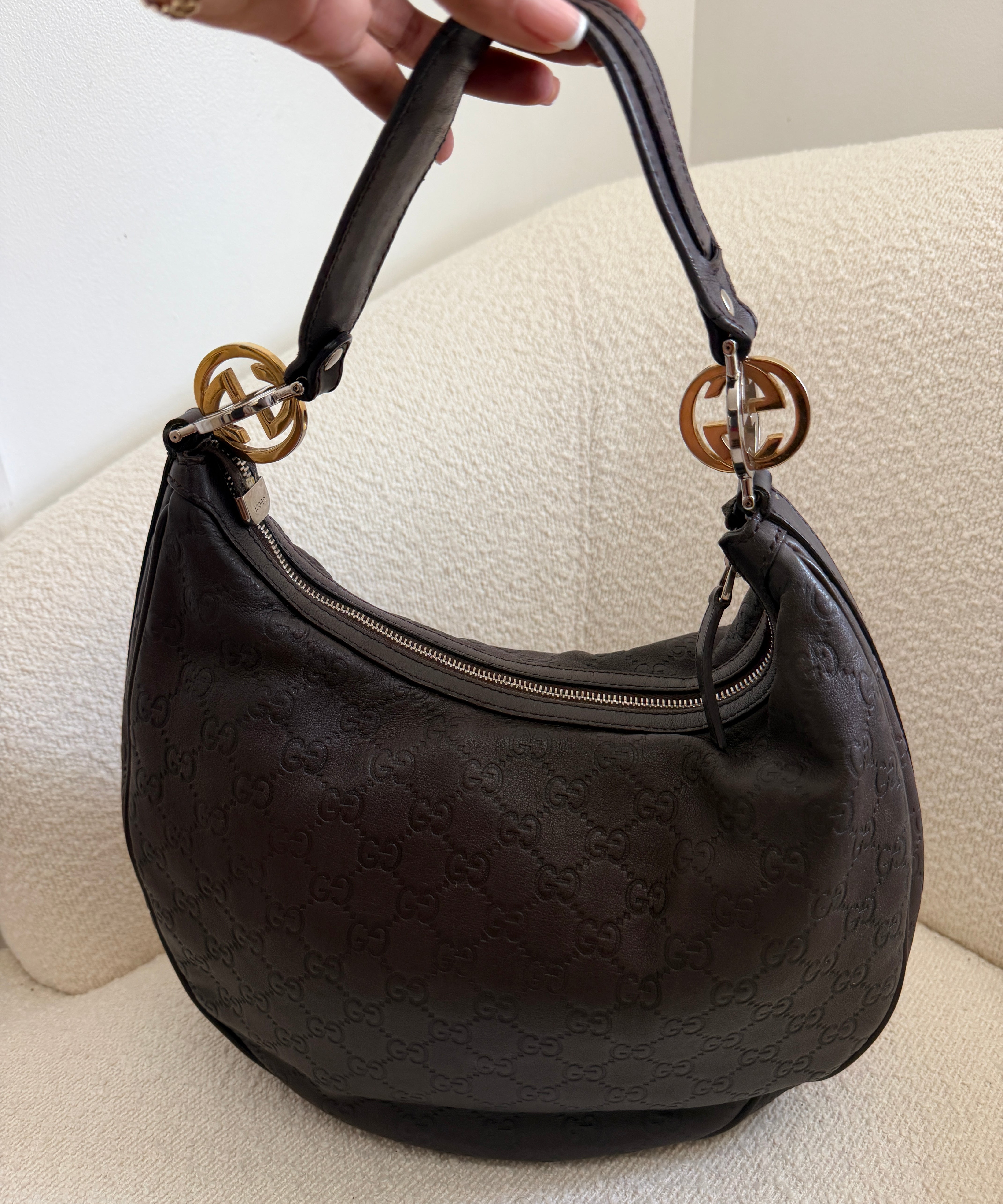 Brown Gucci Guccissima Twins Shoulder Bag