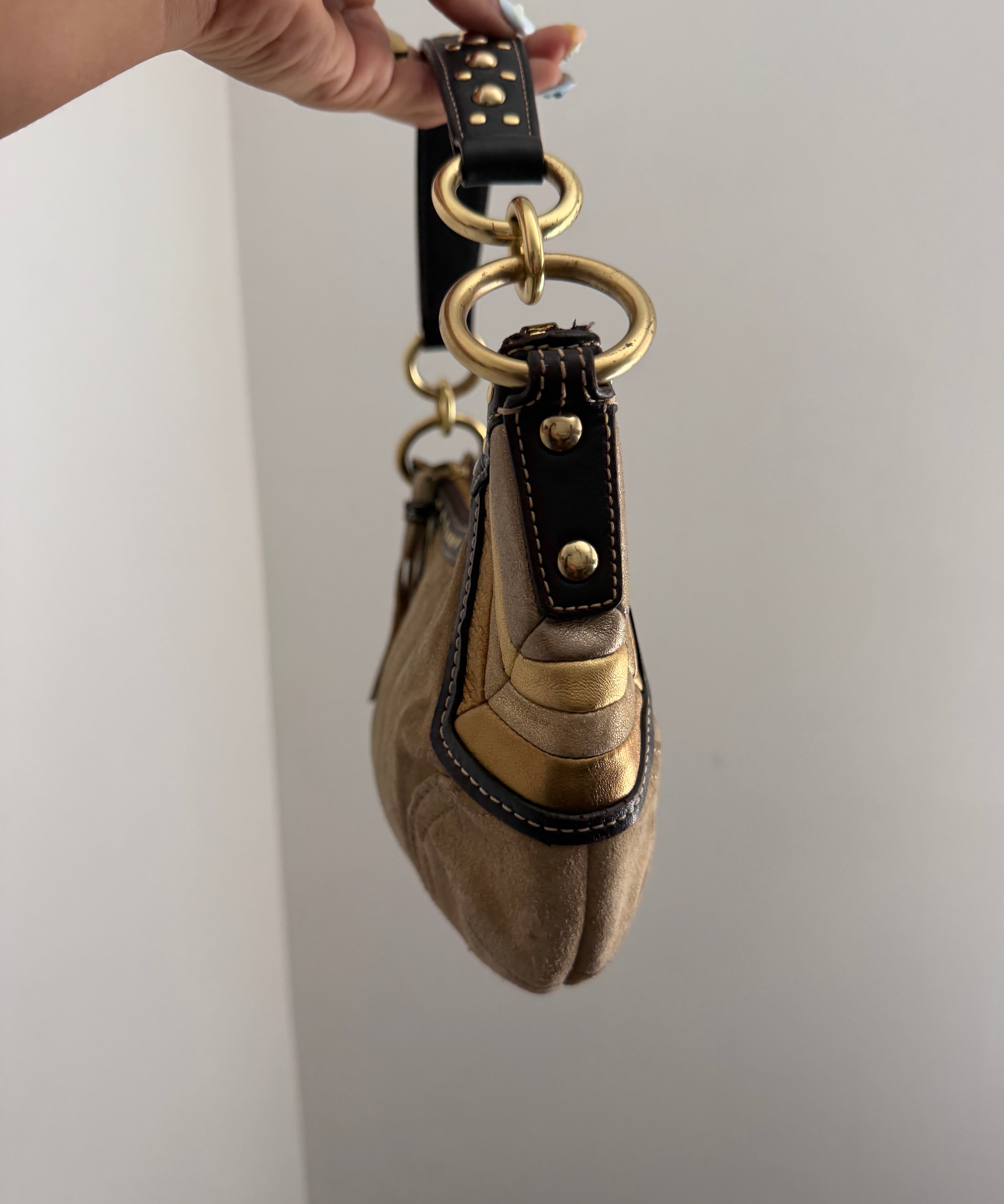 Rare Coach Suede Studded Mini Hobo Bag