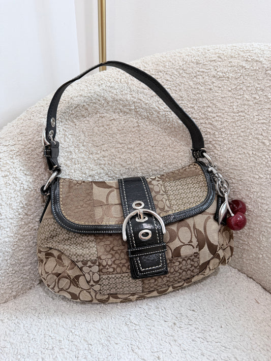 Brown Patchwork Coach Large Soho Bag