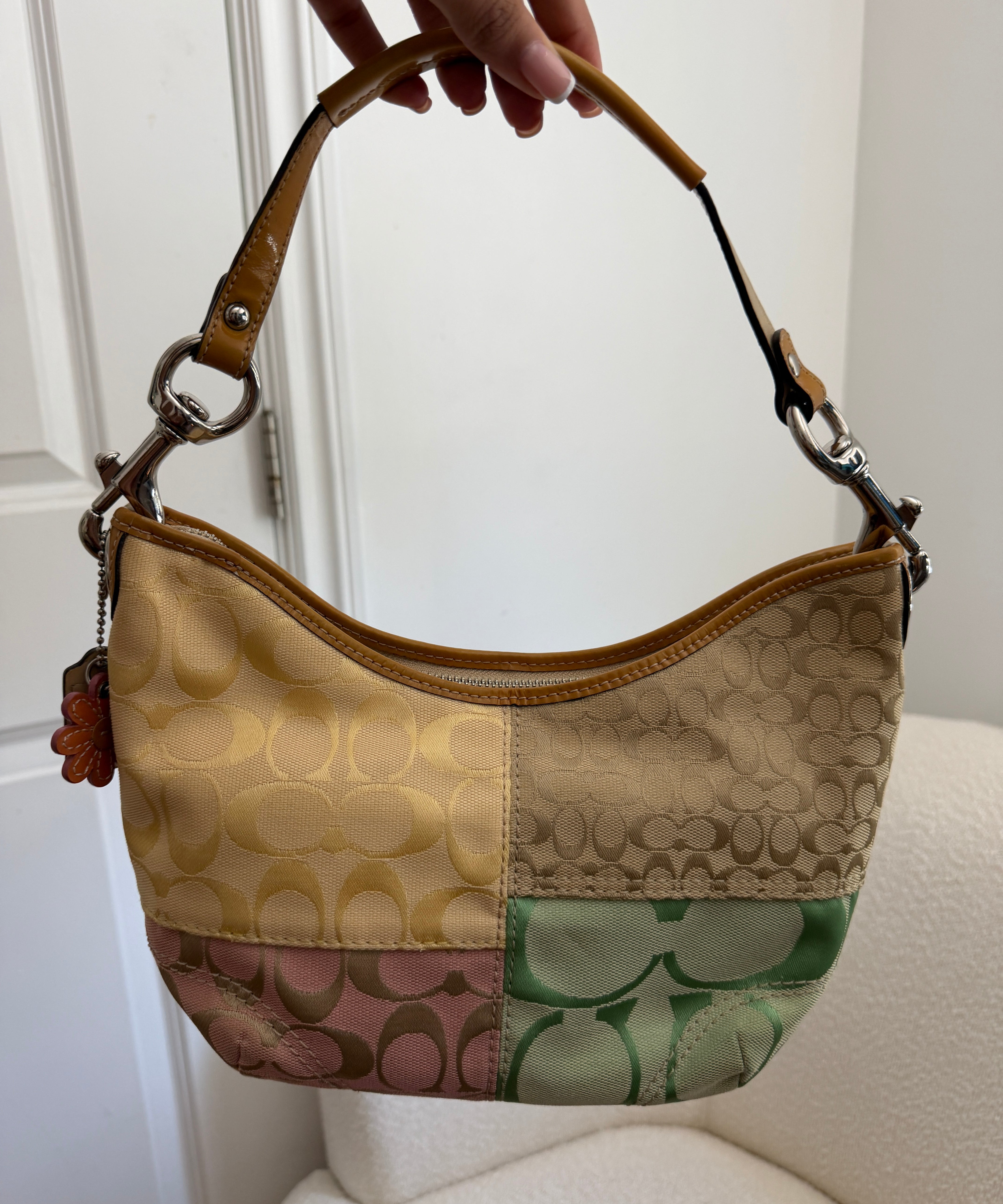 Coach Pastel Patchwork Signature Hobo Shoulder Bag