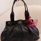Black Leather Coach Garnett Turnlock Bag