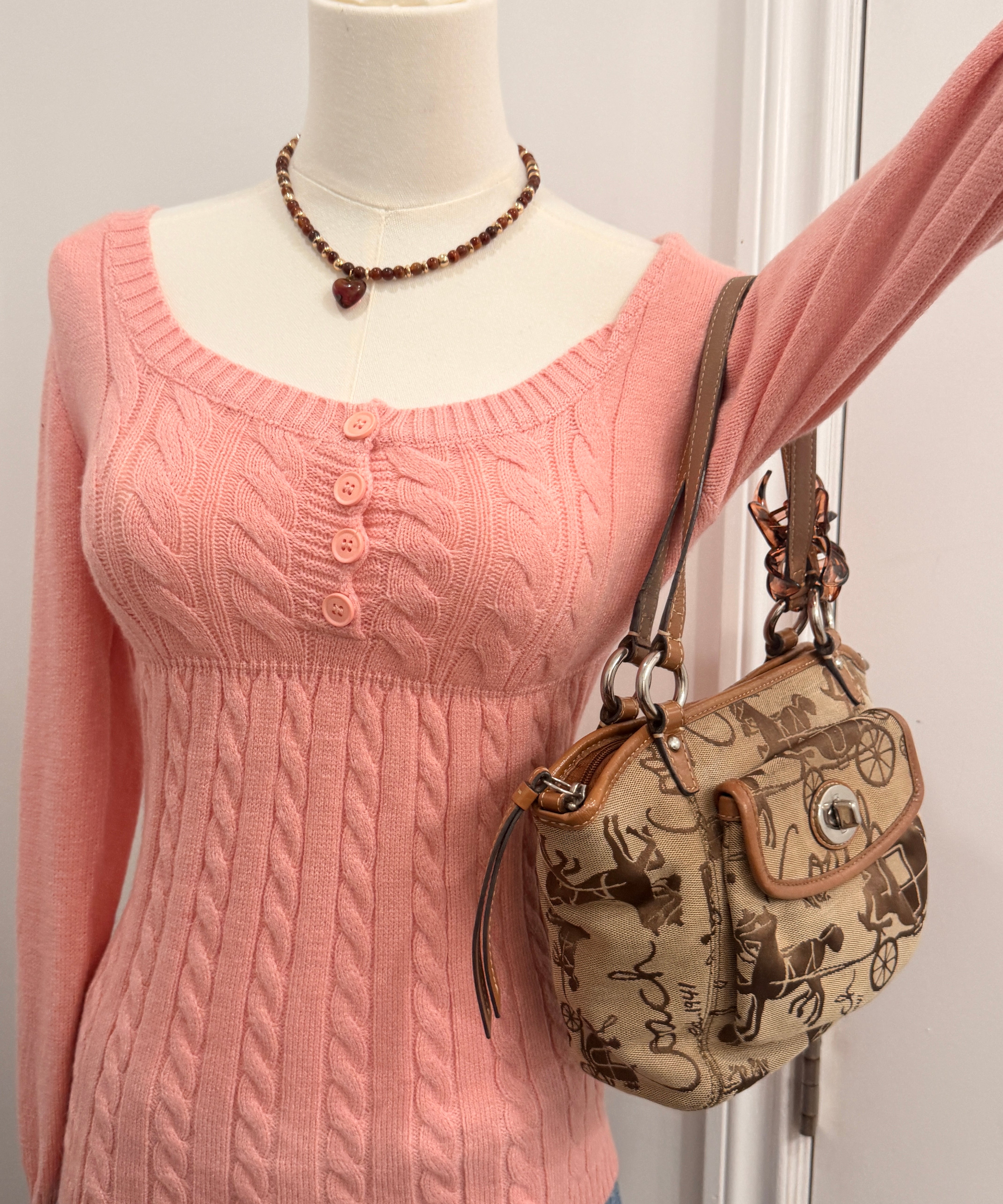 Coach Brown Carriage Signature Mini Leah Tote Bag