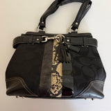 Coach Black Hamptons Snakeskin Shoulder Bag