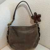 Olive Green Suede Coach Mini Zoe Bag