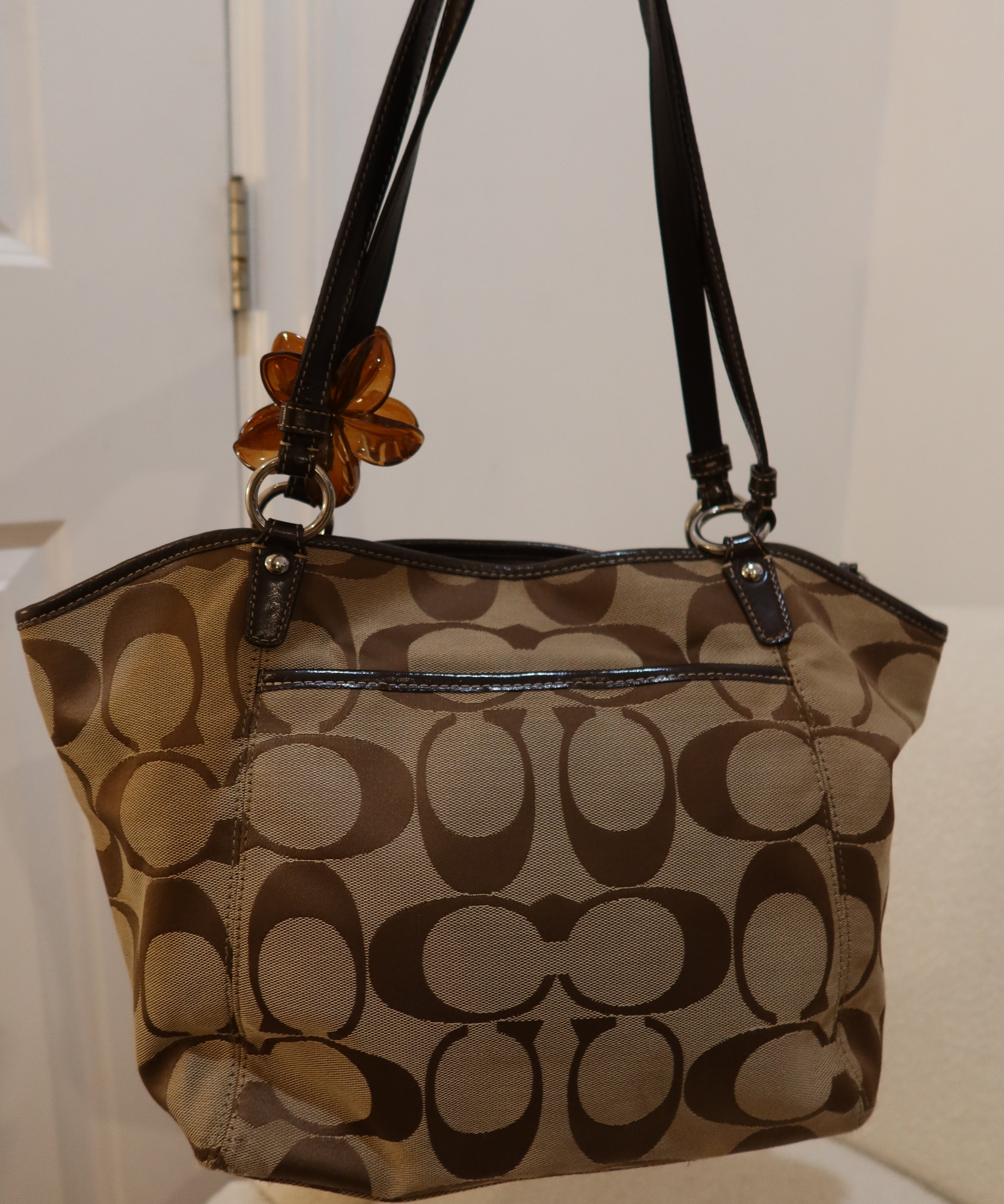 Coach Brown Signature Leah Tote Bag