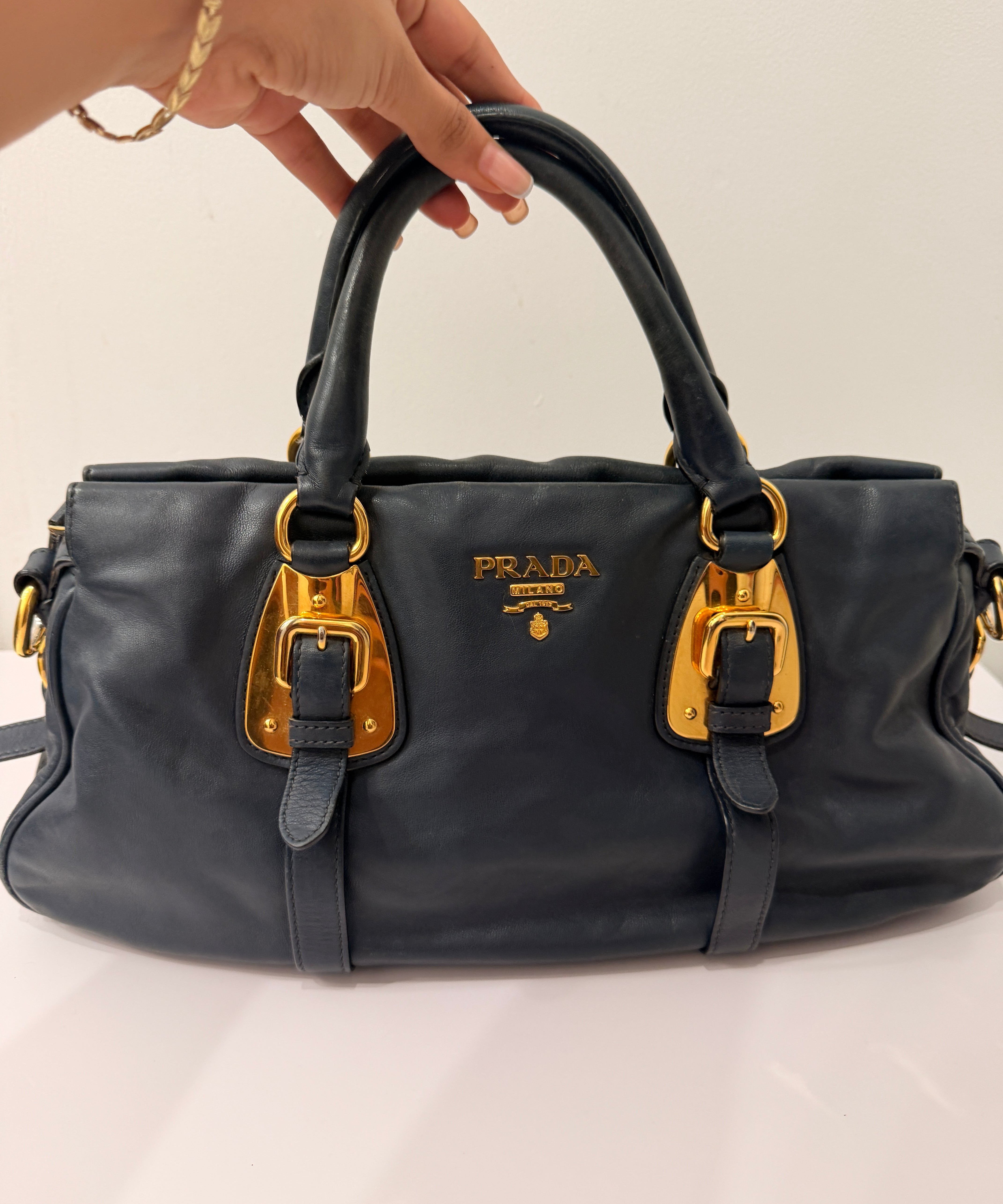 Navy Blue Prada Shoulder Bag