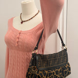 Fendi Zucca / Leopard Chef Shoulder Bag
