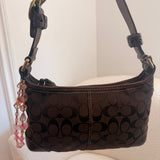 Coach Chocolate Brown Monogram Shoulder Bag with Brass Hardware