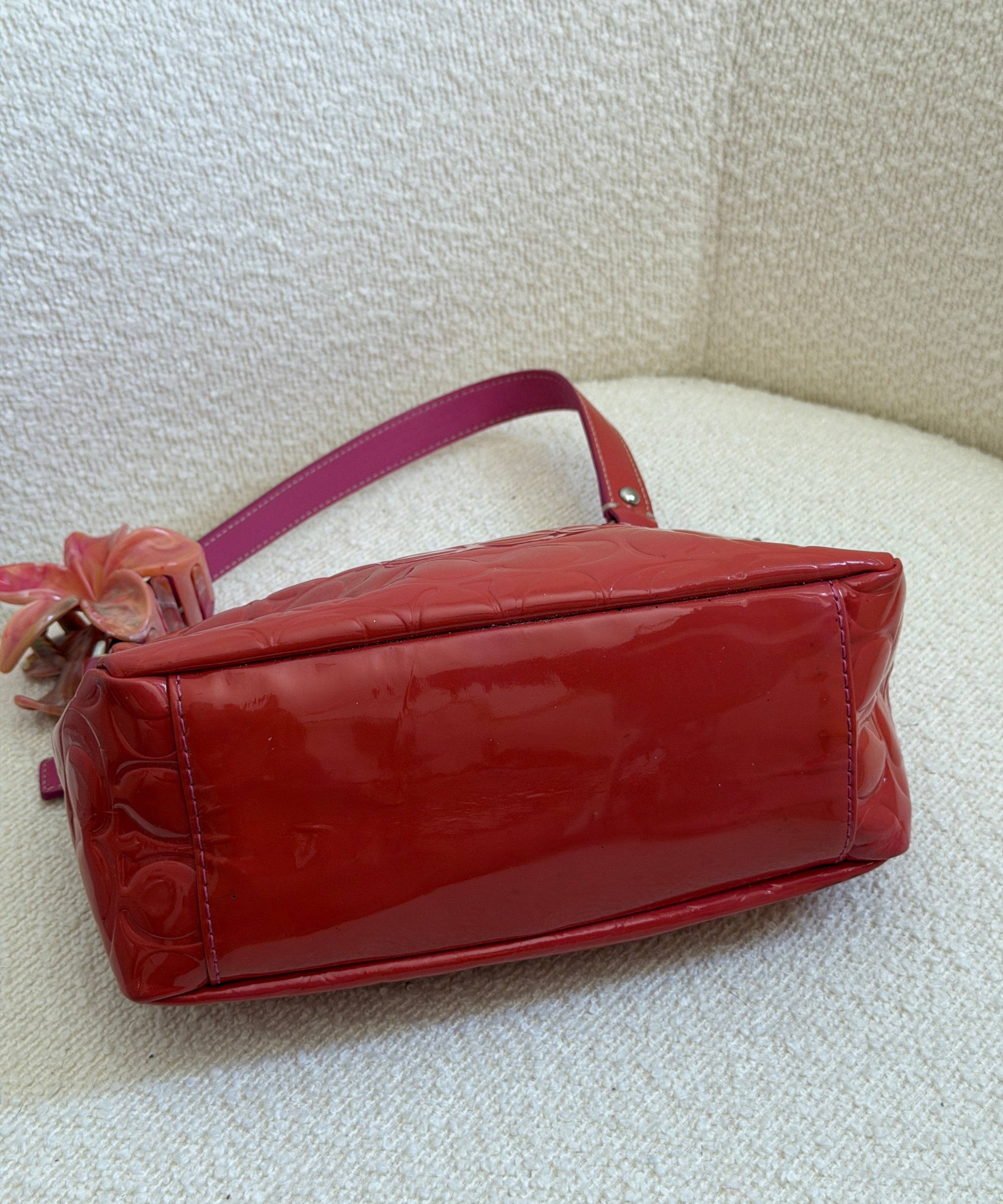 Coach Orange Patent Leather Optic Pochette