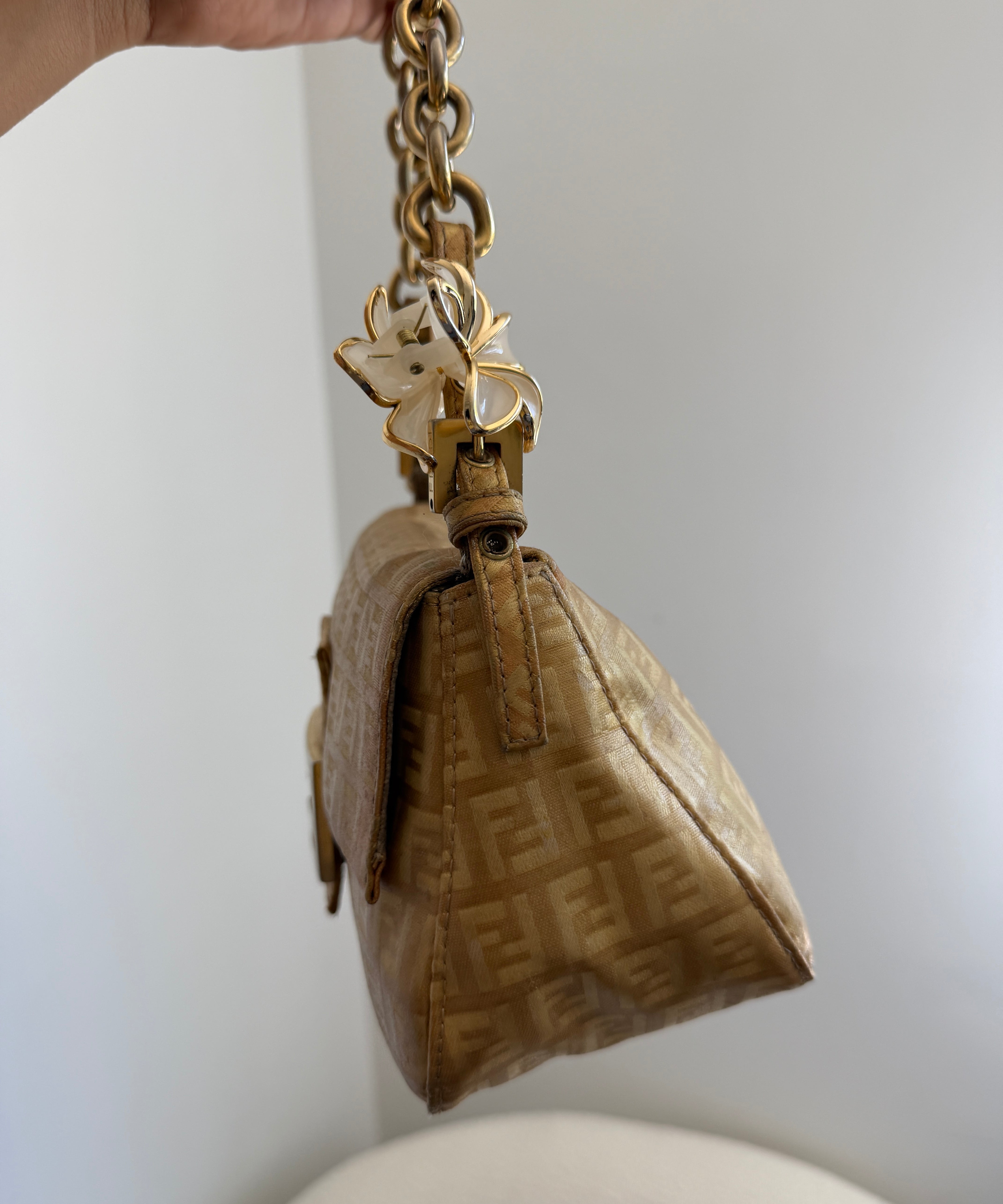 Fendi FF Gold Mini Mamma Baguette Shoulder Bag